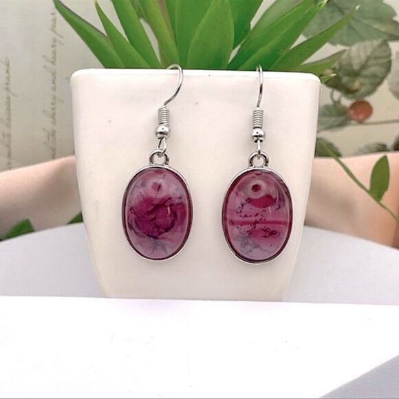 🤯5/$20🤯 NEW Marbled Purple Silver Drop Earringa - Picture 1 of 3